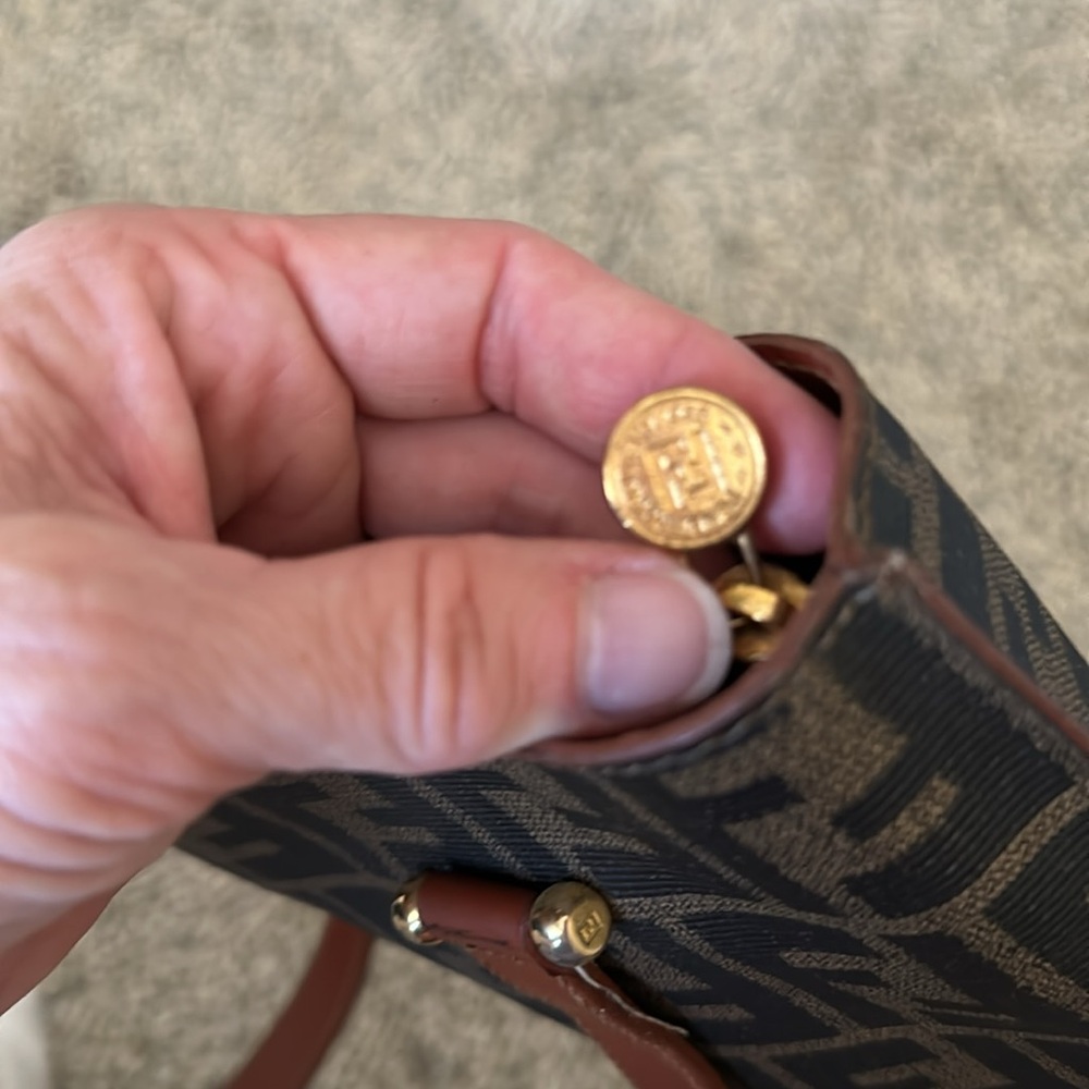 FENDI Coated Canvas Zucca 3 Compartment Shoulder Bag 12x12x5 inch Authentic Mint - Picture 10 of 11